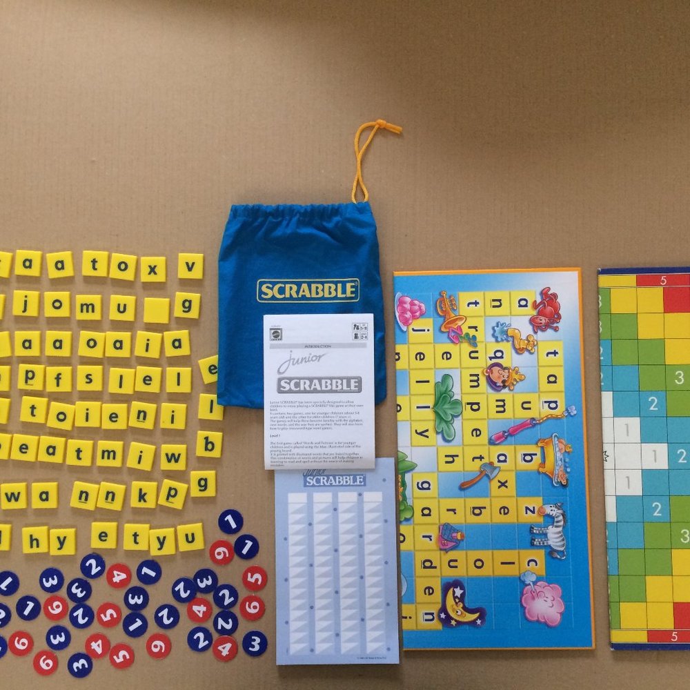 - METTEL Scrabble for juniors 2 in1 game & one extra  game board 1989 J W SPEAR